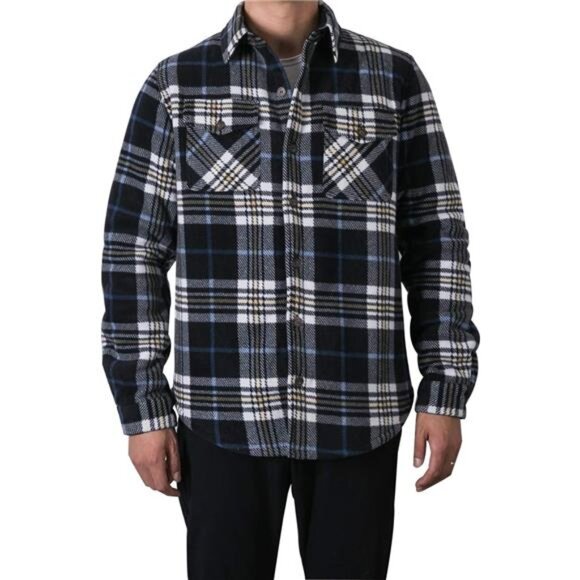 Men's Warm Sherpa Lined Fleece Flannel Shirt Jacket(All Sherpa Fleece Lined) - Picture 2 of 7